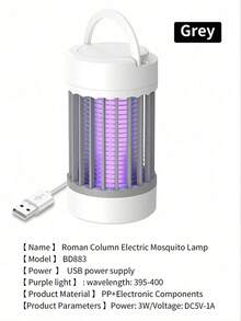 Nueva lámpara repelente de mosquitos UV conveniente, lámpara repelente de insectos silenciosa para interiores, modo de doble alimentación (alimentada por USB), luz UV, diseño cilíndrico blanco, repelente de mosquitos físico, control de insectos domésticos, eficiente matamoscas - Multicolor - Ver 7