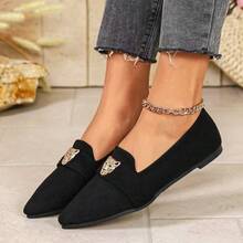 SHUZIA Nuevos Bailarinas Planas Negras, Zapatos Cómodos de Punta Puntiaguda con Slip-On y Transpirables, Adecuados para Navidad y Día de San Valentín - Negro - Ver 11