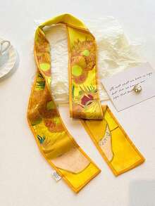 4pcs/Set Women Vintage Oil Painting Floral Striped Print Silk Scarf Headband, Casual Elegant Everyday & Date Gift Accessories, Hair Accessories, Turban Headband, Hairband Fall Winter Hair Band For Vacation Outfits Woman Women Bandana Soft Headwrap Summer Outfits - Nhiều màu 4 - Xem 7