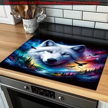 (Hot! ! ! ) White Wolf In 1pc Landscape, Protective Pad And Rubber Anti-Slip Heat-Resistant Cooker Cover Pad Are Suitable For Induction Cookers, Glass Cookers And Multifunctional Scratch-Resistant Pads, And Can Be Used As The Best Choice For Ovens, Washing Machines, Dryers And Kitchen Decoration. - Multicolor - View 3