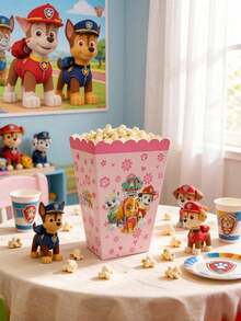 Paw Patrol 12个/套 汪汪队立大功卡通爪印爆米花纸袋，牛皮纸礼品盒带提手，可折叠零食盒，随机颜色和款式，密封和自封式，适合生日派对惊喜礼物和糖果盒 - 多色1 - 查看 2