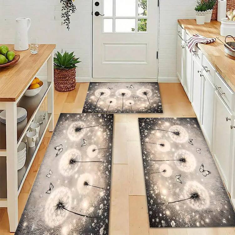 1pc Dandelion Pattern Non-Slip Kitchen Mat, Holiday Party Decorative Floor Mat/Carpet, Anti-Slip Anti-Oil Foot Pad, Quick Dry Carpet, Suitable For Kitchen, Hallway, Bathroom, Laundry Room, Home Decor - Multicolor - View 5
