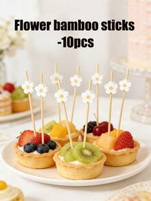 Palillos desechables de bambú con flores de margarita y pajitas de papel con flores de margarita, adecuados para fiestas de cumpleaños infantiles, bodas, baby showers, decoración de fiestas de revelación de género - Multicolor - Ver 13