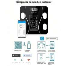 Bascula Digital Inteligente Con App Control Peso y Carga USB Báscula de peso inteligente multifuncional - Negro - Ver 2