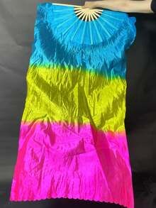 1pc Women's Belly Dance Fan, Elegant Gradient Imitation Silk Dance Fan, Dance Performance Prop, For Dance Training And Stage Performance - Multicolor - View 27
