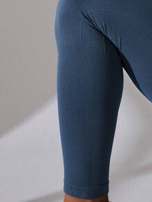Legging taille haute levant les fesses pour femmes, sans couture, push-up, ligne de sourire contour, pantalon de yoga résistant aux squats, contrôle du ventre, collants de compression pour le sport et la course (plusieurs couleurs), vêtements de sport pour femmes - bleu indigo - Voir 7