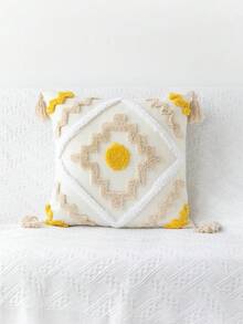 1 chiếc vỏ gối trang trí bằng nhung kiểu Bohemian, hình vuông, phong cách Ma-rốc, dùng cho ghế sofa, phòng ngủ. - Màu vàng - Xem 17