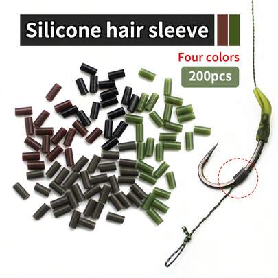 200pcs Carp Fishing Accessories Rig Tube Tubing Hook Silicone Tube Anti-Tangle Sleeve For Hair Rig Method FeederFishing Tackle