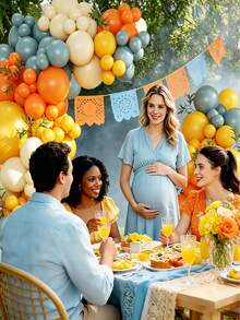 117pcs Boho Sunshine Balloon Arch Kit, Here Comes The Son Balloon Arch Garland, Dusty Blue, Burnt Orange, Yellow & Ivory White, Orange And Blue Balloons, Sun Balloon, Fall Thanksgiving Autumn Harvest Birthday - View 6