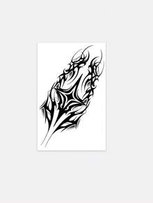 Un autocolant tatuaj temporar în negru și gri, cu un stil totem abstract. Un design streetwear unic, care emană o atmosferă rebelă și cool. Impermeabil și rezistent la transpirație, lavabil și antireflexie. Potrivit pentru persoanele pasionate de modă, durează 3-5 zile. - Negru - Vizualizare 4