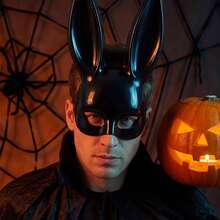 1pc Glossy Rabbit Mask, Suitable For Nightclub, Masquerade, Halloween Party, And Other Occasions - Pink - View 2