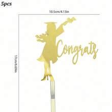1pc/3pcs Acrylic Graduation Cap Cake Topper, Congratulations Graduate Cake Decor For Graduation Party - Multicolor - View 15