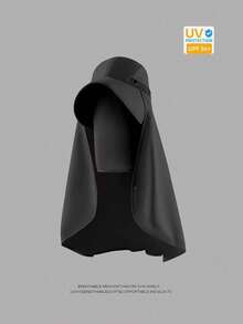 2-In-1 UV Protection Full Face Summer Hat Shawl, Wide Brim Large Cape Shawl With Neck Guard, Detachable Face Mask, Integrated Sunshade Bucket Hat With Ponytail Hole - Mint Green - View 9
