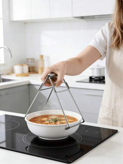 1pc High Temperature Resistant Non-Slip Food Clip, Suitable For Kitchens, Tableware, Baked Goods, High Temperature Resistant, Ergonomic Handle-Lightweight And Easy To Use, Kitchen Cooking Artifact, Kitchen Utensils, Stainless Steel Bowl Holder