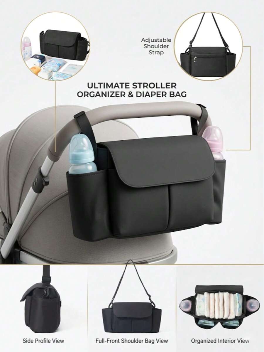 1 pieza Bolsa colgante para cochecito, Bolso de mamá, Bolso de almacenamiento para maternidad y bebé, Bolso de pañales - Multicolor - Ver 1