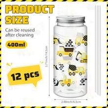 I12 Pcs Construction Plastic Cups For Party With Straw And Lid 13.5 Oz Reusable Tumbler Cups Colorful Clear Drink Bottles Containers For Juices Beverage Birthday Party Plies1 - Màu vàng - Xem 2