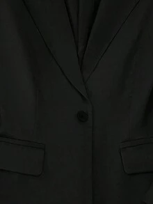 Chaqueta de blazer de unicolor con solapa para mujer, de manga larga con botones y bolsillos, adecuada para otoño, invierno y primavera.Chaqueta de oficina de manga larga, prenda exterior versátil para negocios y hogar, apta para otoño, invierno y primavera - Negro - Ver 6