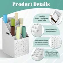 Menkxi - Paquete de 5 ranuras para archivos organizador vertical de almacenamiento de planos cartón corrugado caja de archivos con rejilla de etiquetado para oficina escuela cartel mapa - Blanco - Ver 5
