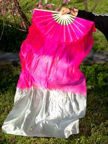 1pc Women's Belly Dance Fan, Elegant Gradient Imitation Silk Dance Fan, Dance Performance Prop, For Dance Training And Stage Performance - Multicolor - View 41