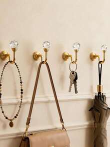 2pcs Crystal Alloy Curtain Wall Hooks With Screws, Multiple Color Options Gifts Birthday Graduation - Gold - View 7