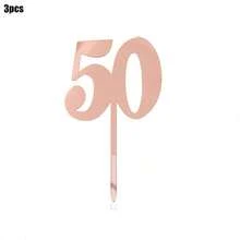 1pc/3pcs Minimalist Gold Acrylic Number 18 21 30 40 50 60 Anniversary Birthday Party Cake Topper - Multicolor - View 21