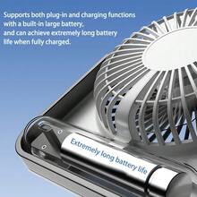 1pc USB Rechargeable Portable Desk Fan, 5 Speed Quiet Mini Fan With LED Digital Display, 180° Rotatable Fast Cooling Personal Fan, Wall Mountable Travel Outdoor Fan For Office Bedroom Camping - Dusty Blue - View 6