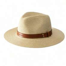 Panama Straw Hats For Men Women Casual Wide Brim Sun Caps Foldable Beach Hats For Summer Outdoor Travel Vacations - Nhiều màu - Xem 6