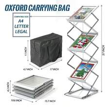 Estante de aluminio plegable de 6 bolsillos soporte para folletos soporte para revistas de folletos estante de literatura con bolsa de transporte para exposiciones ferias comerciales oficina - Gris - Ver 7