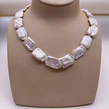 About 20mm*15mm White Colour Square Shape Natural Freshwater Pearl, DIY 1 Pc, 38cm/14.96inch - White 3 - View 2