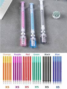 1/3pcs Creative Needle-Shaped Signature Neutral Pens, Simulated Injection Syringe Design Stress Relief Injection Pen, Random Color Delivery. School Supplies, Back To School Season - Random Color - View 10