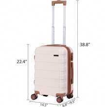 Vali kéo 4 bánh có thể mở rộng 21 inch, vali xách tay vỏ cứng tích hợp khóa TSA, túi hành lý 4 bánh (Trắng) Vali hành lý Vali có bánh xe Vali xách tay Hành lý du lịch Bền chắc Dung tích lớn Chứa đồ quần áo Đồ dùng cần thiết cho chuyến công tác Kỳ nghỉ Đồ dùng cần thiết cho du lịch biển - trắng - Xem 4