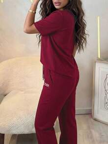 Women Two-Piece Outfits Summer Elegant - Burgundy - View 6
