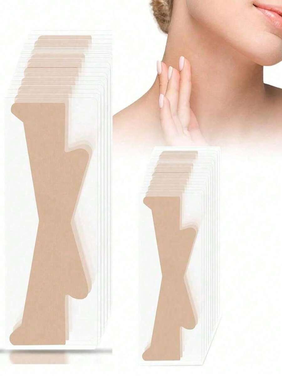 Invisible Neck Lift Tape, Elastic Patch, Unisex Neck Tightening Tape, Invisible Fine Lines, Say Goodbye To Wrinkles. High Elasticity Invisible Neck Tape, Suitable For Double Chin And Loose Skin. - Multicolor - View 1