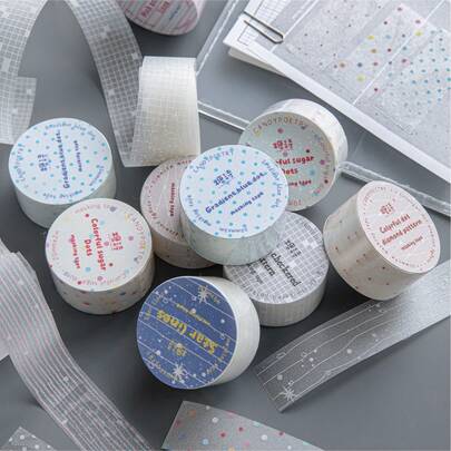 Glitter PET Tape, Saltwater Diary, Minimalist Basic Transparent Material For Children's Scrapbooking DIY Decoration - Suitable For DIY Scrapbooks, Journals And Crafts, Especially Suitable For Winter And New Year