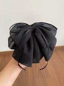 1 chiếc kẹp tóc đuôi ngựa hình nơ bằng vải organza, kẹp tóc thanh lịch Niche dành cho trang phục thường ngày. - màu đen - Xem 1