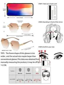 LINFEMAND Fashion Geometric Lightweight No-Frame Decorative Glasses, Women Party Beach Bonfire Surprise Unique Holiday Gift For Summer Beach Vacation,Outdoor,Travel Shades Temple Decoration Elegant Style Oversized Butterfly Frame - Multicolor - View 4