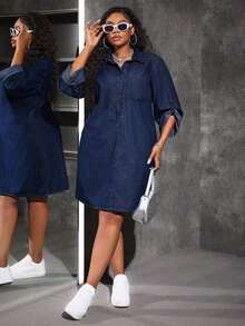 Plus Size Denim Dress, Long Sleeve Slim Fit Shirt Style, Blue Summer,Vacation Outfits Woman,Easter,Spring,Western,Office Outfits For Women,Rave Outfits,Baby Shower Dress,Cottagecore,Country Outfits Women,Old Money Style Women,Going Out Outfits,Coquette,Festival Outfits,Rodeo Outfit,Airport Outfit For Women,,Tropical Vacation Woman Clothes,Nashville Outfits,European Summer,Concert,Cowgirl Outfit,Graduation Outfit,Elegant,Resort Wear Women,Business Casual Woman,Western Wear Women,Y2k Clothe,Y2k Clothes,Old Money Style Women,Holiday,Church Clothes Women,Airport Outfit For Women/Airport Outfit Dresses For Women Elegant Birthday Dresses For Women Graduation Dress Beach Dress Sundress Vacation Dress Boho Dress Women Western Dresses For Women Tea Party Dress Tropical Dress, Fall Women Clothes - Giặt tối - Xem 3