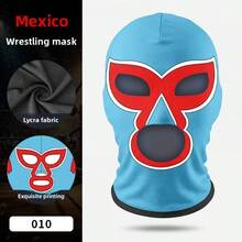 Wrestling Mask For Party Role Play, Funny Hero Printed Milk Silk Fighting Mask - Multicolor - View 9