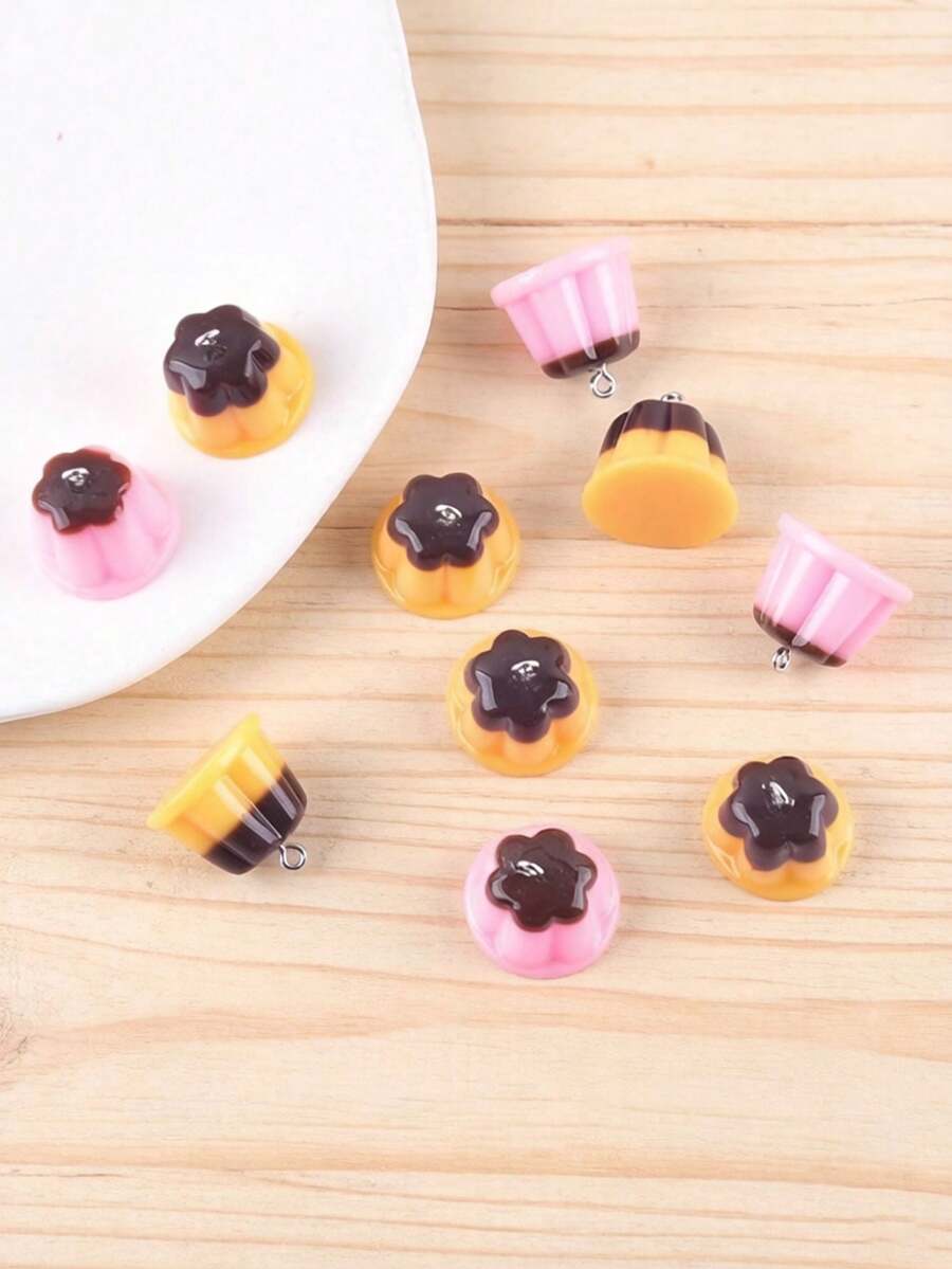 10 chiếc/20 chiếc/50 chiếc/100 chiếc Mặt dây chuyền hình bánh pudding tráng miệng bằng nhựa giả thịt, phụ kiện trang sức DIY - bánh pudding - Xem 1