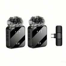 Professional Wireless Lavalier Microphone, Compatible With Smartphones, Plug And Play, Suitable For Video Recording, Teaching, Interview, Podcast, Etc., Wireless Omnidirectional Condenser Recording, Professional Intelligent Noise Reduction, 230mAh Battery, Windscreen, USB Interface (Multi-Port Optional), Rechargeable Lithium Battery, 2.4G/3G/4G/5G Connection. - View 7