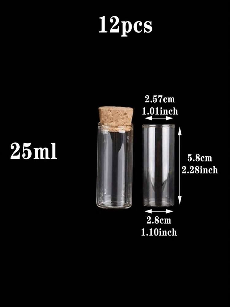 12 ống nghiệm thủy tinh trong suốt có nút cao su | Chai lọ thủy tinh rỗng thích hợp cho đồ thủ công mỹ nghệ DIY, quà tặng đám cưới | 11 kích cỡ 15ml/20ml/25ml/30ml/40ml/50ml/55ml/60ml, đường kính 3cm - Nhiều màu - Xem 8