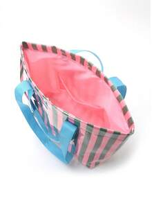 Bolso Tote a Rayas de Gran Capacidad Personalizado para Niña, Bolso de Hombro Casual de Moda con Cremallera y Bolsillo Interior, Bolso de Viaje y Playa, Bolso de Uso Diario - Multicolor - Ver 5