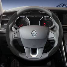 Hocasen 適用於 Renault Alcantara 麂皮方向盤套 新款運動設計 分段式防滑 快速安裝 超薄 適用於 Sandero/Clio/Duster/Captur/Master/Kwid/Trafic/Austral/Arkana/Megane/Kangoo/Express/Megane-E/Kardian 黑色 咖啡棕 摩卡棕 - Segmented Sport Suede Steering Wheel Cover - 查看 18