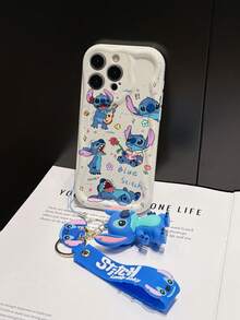 Disney Has Authorized, Phone Case - Chain Set, The Stitch Lilo & Stitch Phone Case Plus A Silicone 3D Or Fluffy Style Stitch Bracelet With Metallic Ring Removable Bracelet, Stitch And Angel Pattern, Compatible With Iphone 17/16/15/14/13/12/11/XS/XR/X Plus Pro Max, Wavy Design Phone Case For Girl, A Stylish Cartoon Summer Phone Case, The Perfect Gift Choice, Phone Protection, Durable Phone Cover, Great Gift For Friends And Family - Màu trắng kiểu A - Xem 4