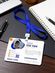 1/10 piezas Tarjeta de identificación con retrato personalizado, tarjeta de identificación laboral, credencial de conferencia, tarjeta de PVC, adecuada para el lugar de trabajo, reuniones de la empresa. Identificación, señalización de conferencias. Credenciales laborales personalizadas, personalización de doble cara - A - Ver 2