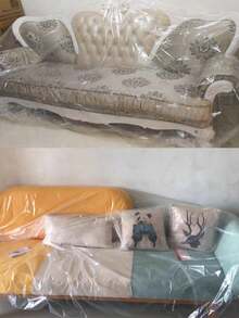 1个一次性家具防尘罩，带胶带的防尘布防尘膜，塑料防尘罩，家用床沙发防尘罩，桌面防护罩 - 彩色 - 查看 3