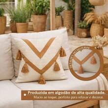 Cotton Macrame Cushion Cover - Caramel/Chocolate Color - 45cm X 45cm - Caramel 4 - View 4