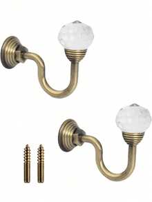 2pcs Crystal Alloy Curtain Wall Hooks With Screws, Multiple Color Options Gifts Birthday Graduation - Gold - View 14