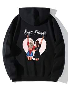A Women's Casual Hooded Sweatshirt With A Geometric Panda Pattern, Long Sleeves, Pockets, Regular Fit, Suitable For Autumn And Winter Wear - 黑色 - 查看 5
