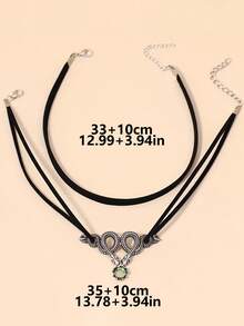 2pcs Double Layer Metal Snake Necklace Choker For Halloween Party - Multicolor - View 5